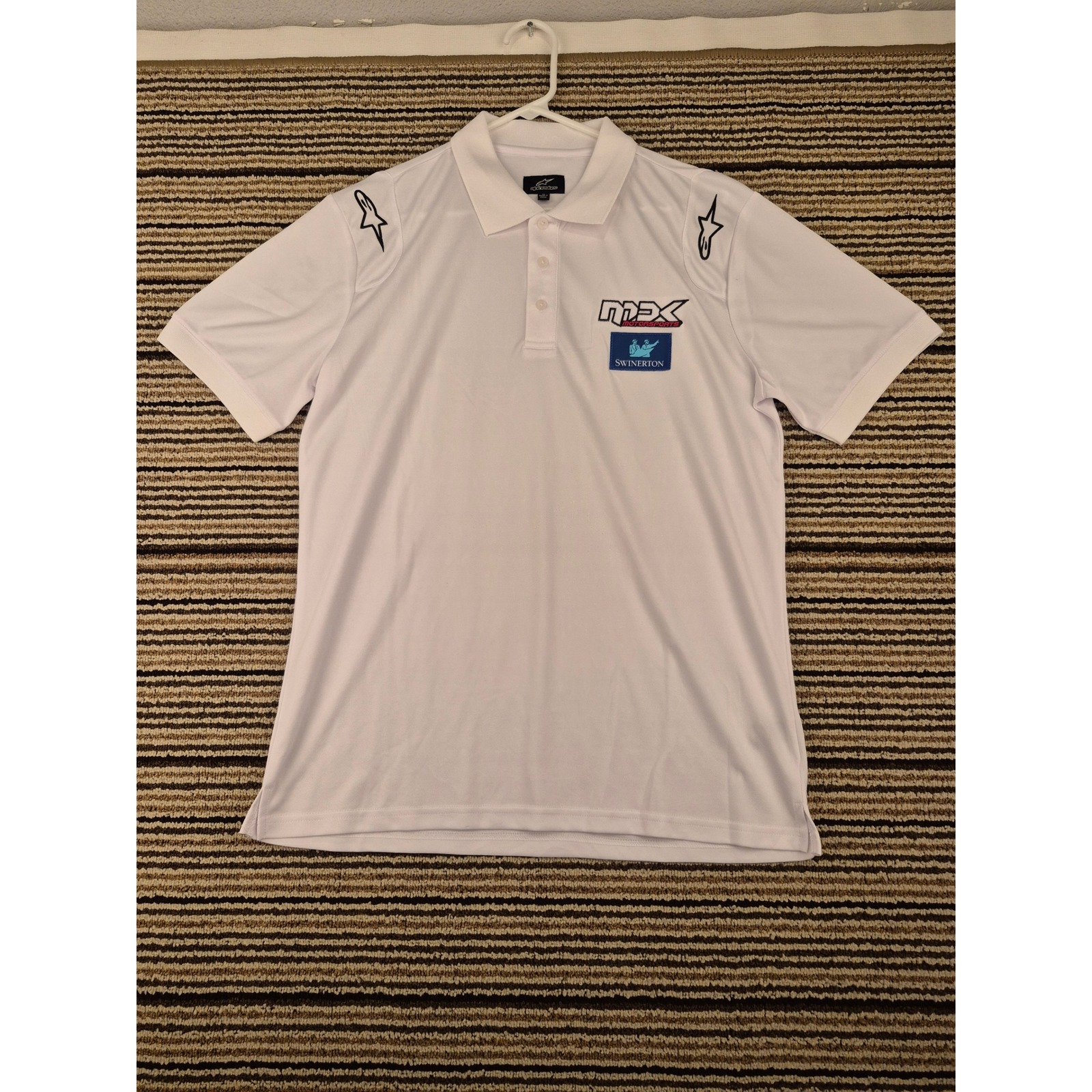 Alpinestars Nex Motorsports Swinerton White Polo Shirt Mens Medium Racing Team